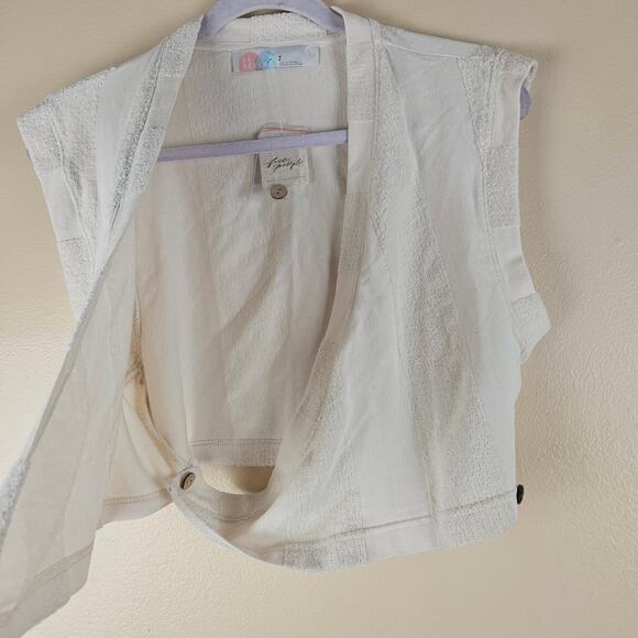 Free People Beach Island Boho Set Crop Top Wrap Terry V Neck And Pants - Picture 14 of 14